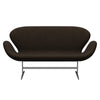 Fritz Hansen Svan soffa 2-sits, satin polerad aluminium/divina melange mörkbrun