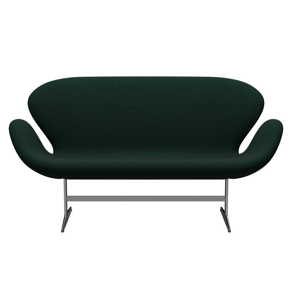 Fritz Hansen Svan soffa 2-sits, satin polerad aluminium/divina melange mörkgrön