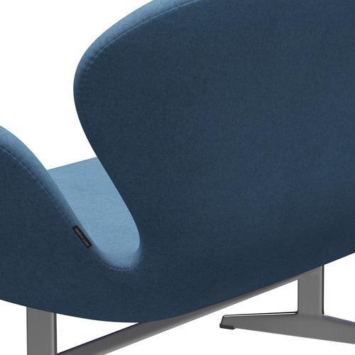 Fritz Hansen Svan soffa 2-sits, satin polerad aluminium/divina melange ljusblå