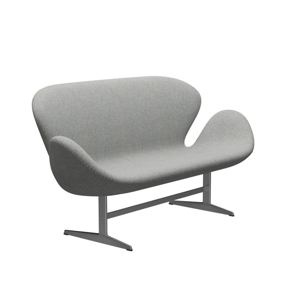 Fritz Hansen Svan soffa 2-sits, satin polerad aluminium/divina melange ljusgrå