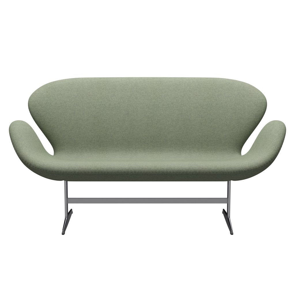 Fritz Hansen Svan soffa 2-sits, satin polerad aluminium/divina melange ljusgrön