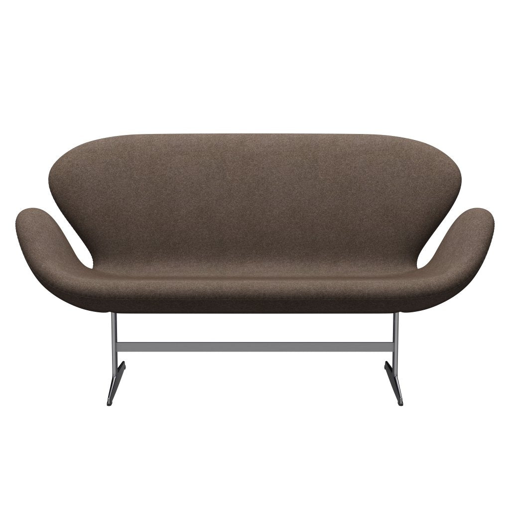 Fritz Hansen Svan soffa 2-sits, satin polerad aluminium/divina melange dammig brun