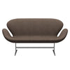 Fritz Hansen Svan soffa 2-sits, satin polerad aluminium/divina melange dammig brun