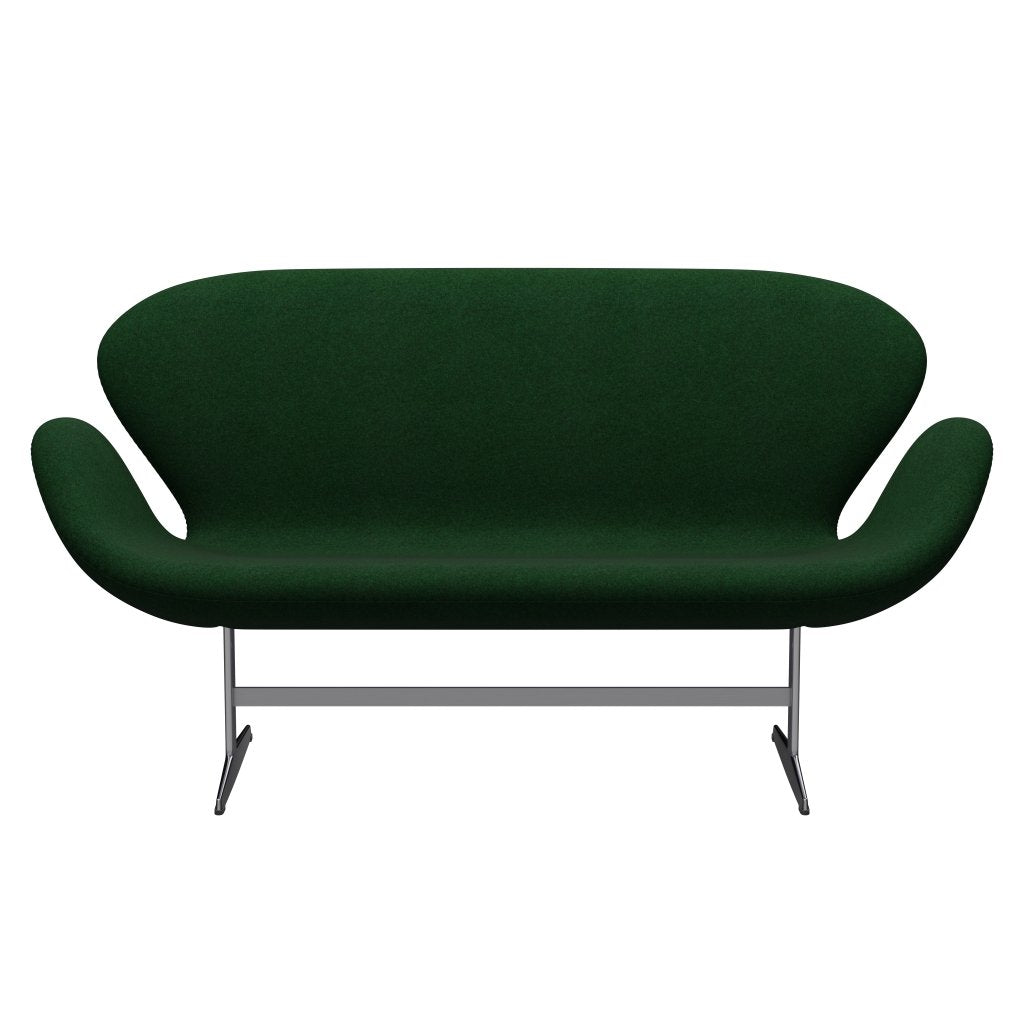 Fritz Hansen Svan soffa 2-sits, satin polerad aluminium/divina melange vid den främre gröna