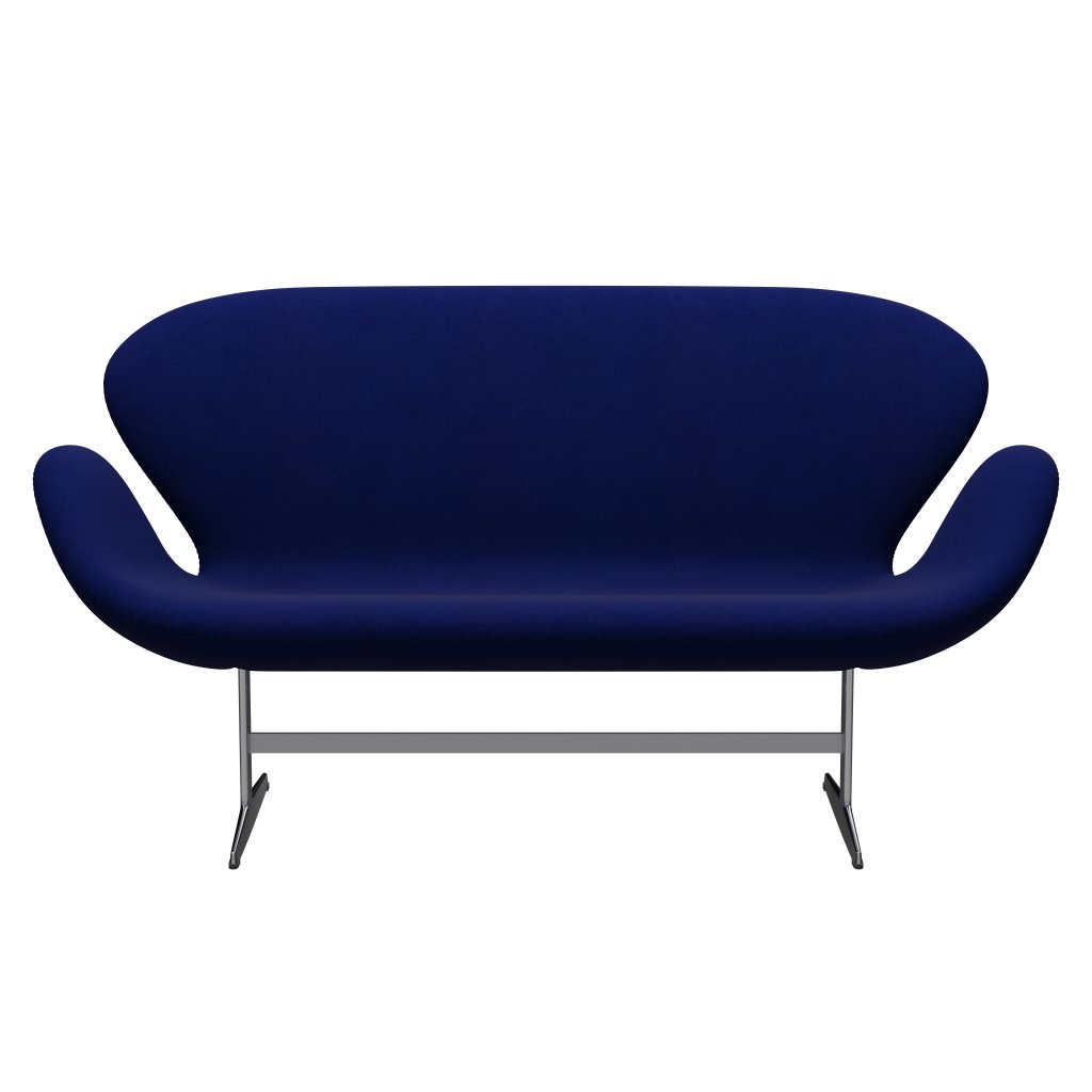 Fritz Hansen Svan soffa 2-sits, satin polerad aluminium/divina kungblå