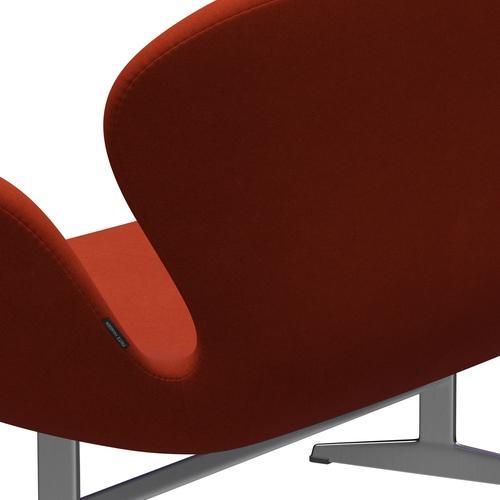 Fritz Hansen Svan soffa 2-sits, satin polerad aluminium/divina terrakotta röd