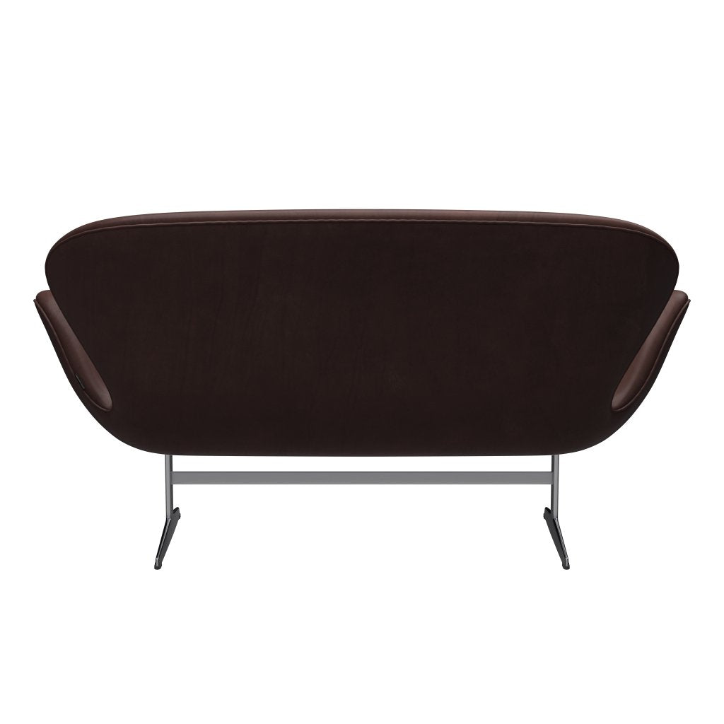 Fritz Hansen Svan soffa 2-sits, satin polerad aluminium/omfamning schokolade