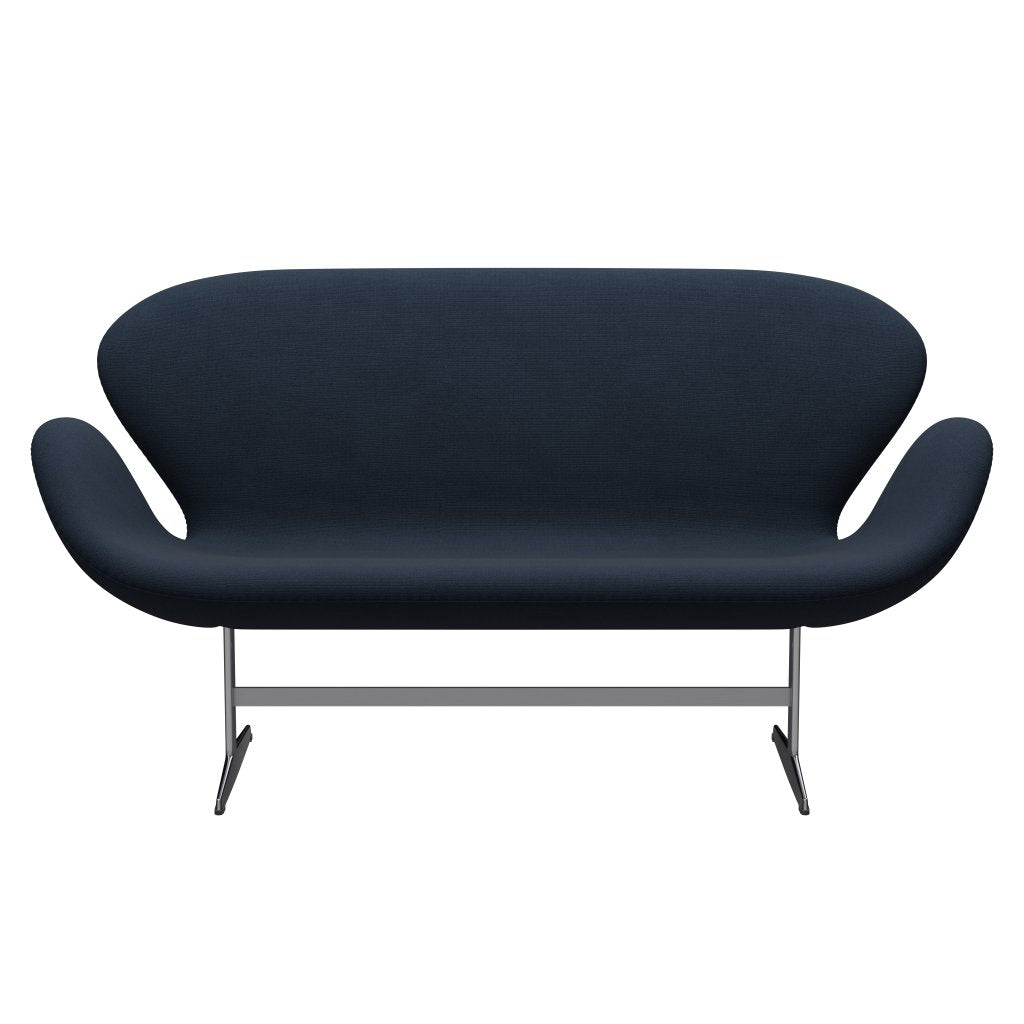 Fritz Hansen Svan soffa 2-sits, satin polerad aluminium/berömmelse blå antracit