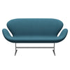 Fritz Hansen Svan soffa 2-sits, satin polerad aluminium/berömmelse blått grönt