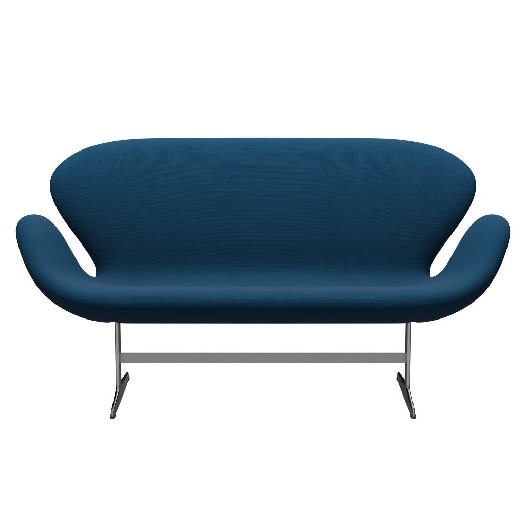 Fritz Hansen Svan soffa 2-sits, satin polerad aluminium/berömmelse mörkblå/brun