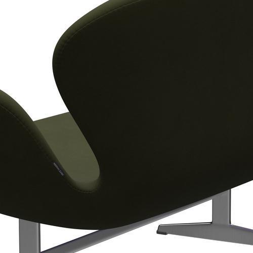 Fritz Hansen Svan soffa 2-sits, satin polerad aluminium/berömmelse mörkbrun/grön