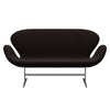 Fritz Hansen Svan soffa 2-person, satin polerad aluminium/berömmelse mörkbrun