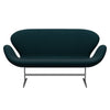 Fritz Hansen Svan soffa 2-sits, satin polerad aluminium/berömmelse mörkgrön