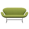 Fritz Hansen Svan soffa 2-sits, satin polerad aluminium/berömmelse ljus gräsgrön