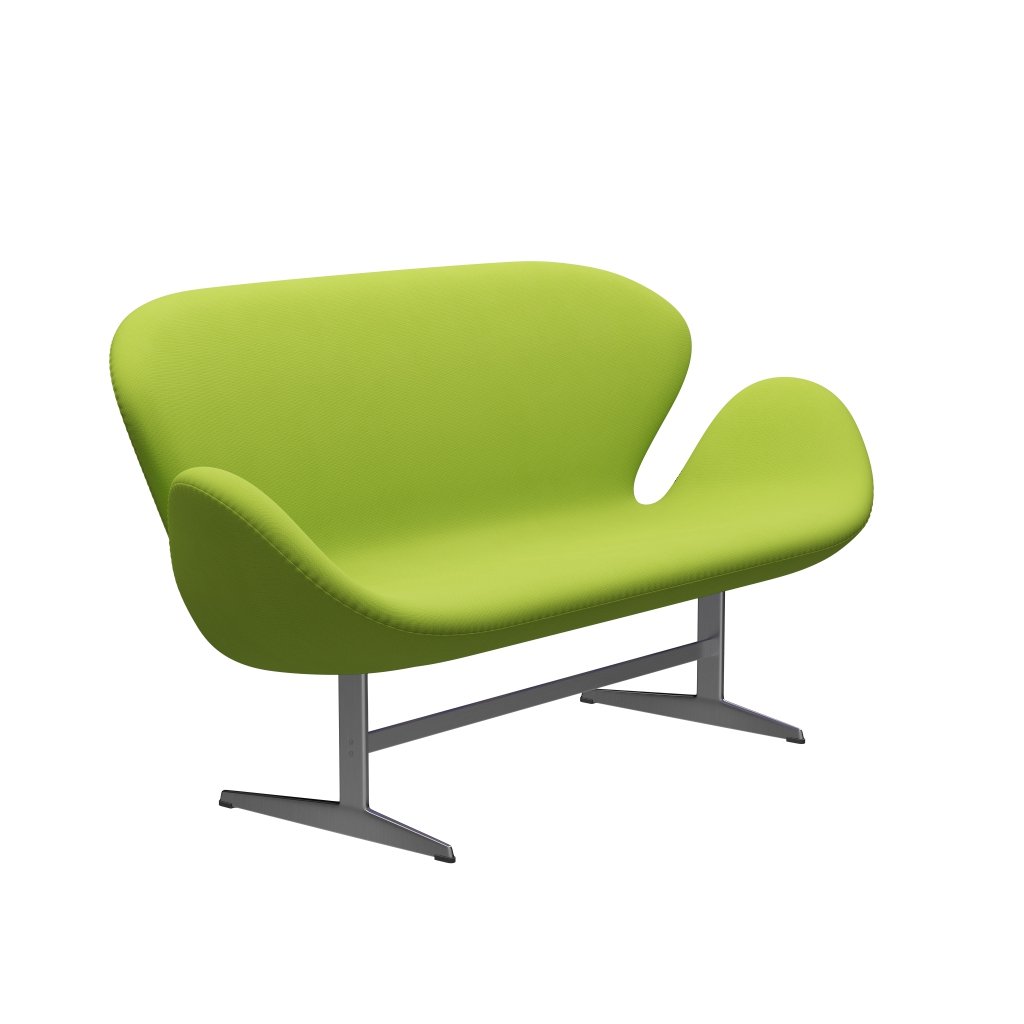 Fritz Hansen Svan soffa 2-sits, satin polerad aluminium/berömmelse neongrön