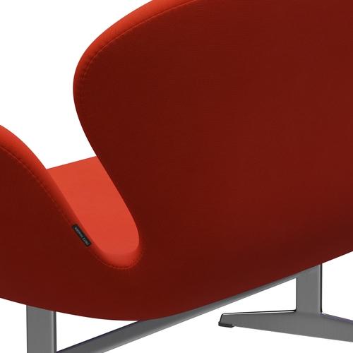 Fritz Hansen Svan soffa 2-sits, satin polerad aluminium/berömmelse mörk orange