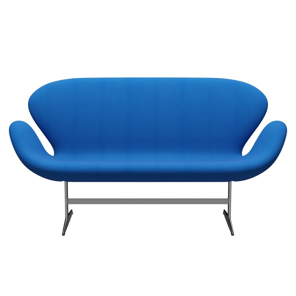 Fritz Hansen Svan soffa 2-sits, satin polerad aluminium/berömmelse havblå