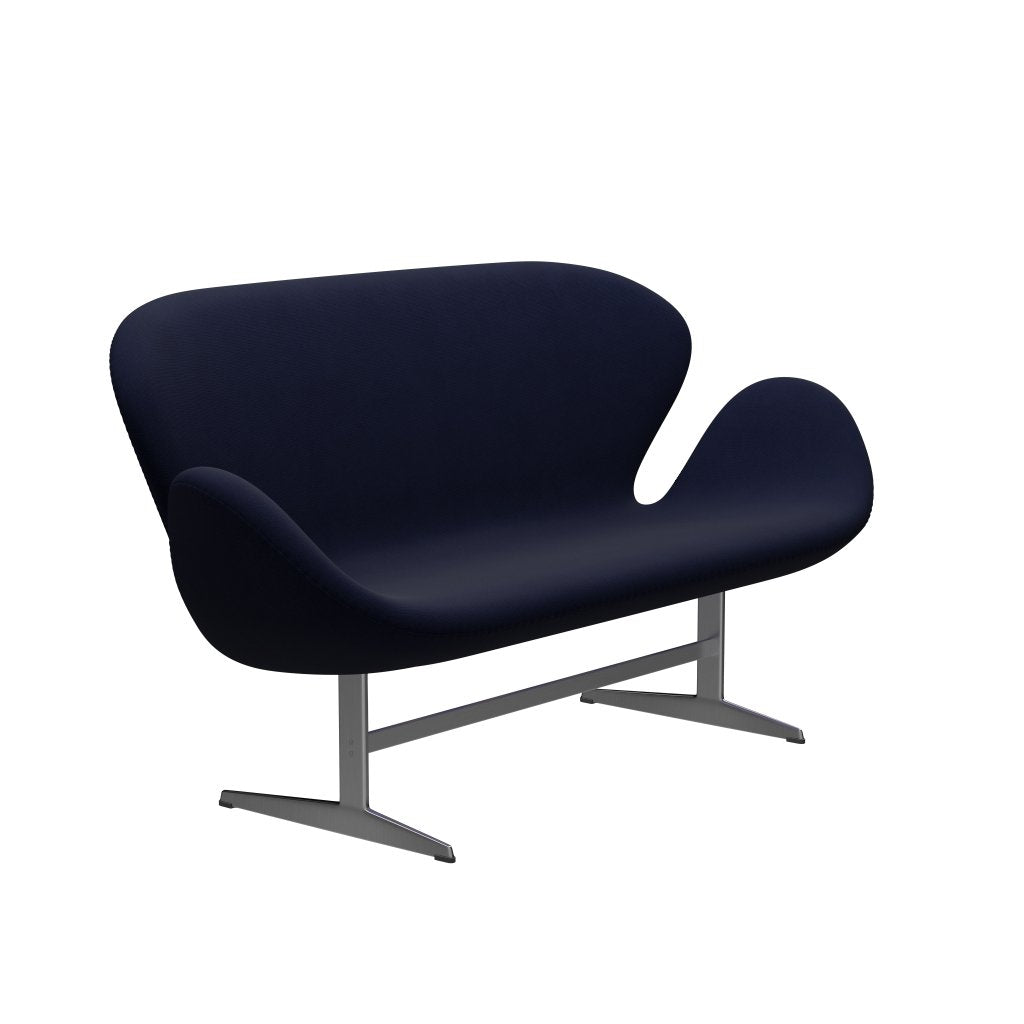 Fritz Hansen Svan soffa 2-sits, satin polerad aluminium/berömmelse svartblå