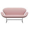 Fritz Hansen Svan soffa 2-sits, satin polerad aluminium/berömmelse varmrosa