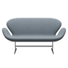Fritz Hansen Svan soffa 2-sits, satin polerad aluminium/fiord blå/grå