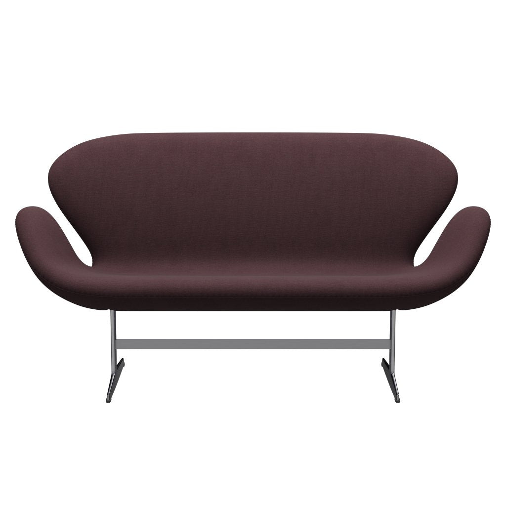 Fritz Hansen Svan soffa 2-sits, satinpolerad aluminium/fiord burgogne