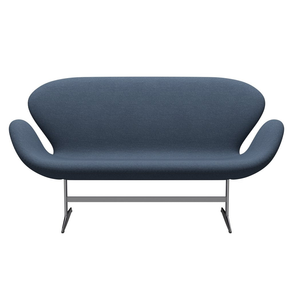 Fritz Hansen Svan soffa 2-person, satin polerad aluminium/fiord mörkblå/grå