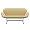 Fritz Hansen Svan soffa 2-sits, satin polerad aluminium/fiord fin gul