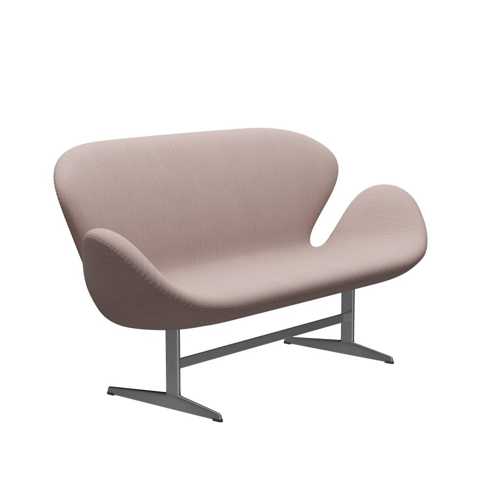 Fritz Hansen Svan soffa 2-sits, satin polerad aluminium/fiord rosa/sten