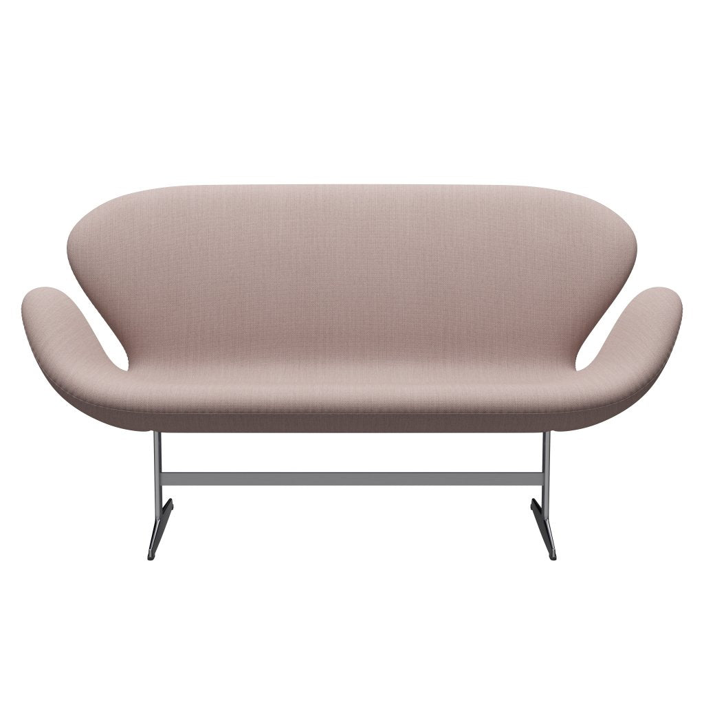 Fritz Hansen Svan soffa 2-sits, satin polerad aluminium/fiord rosa/sten
