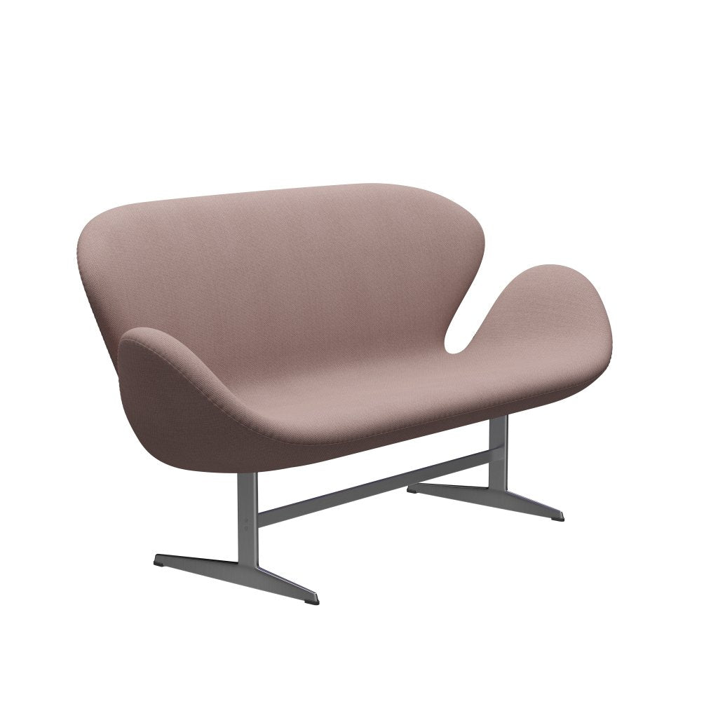 Fritz Hansen Svan soffa 2-sits, satin polerad aluminium/fiord rosa/solbränna