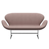 Fritz Hansen Svan soffa 2-sits, satin polerad aluminium/fiord rosa/solbränna