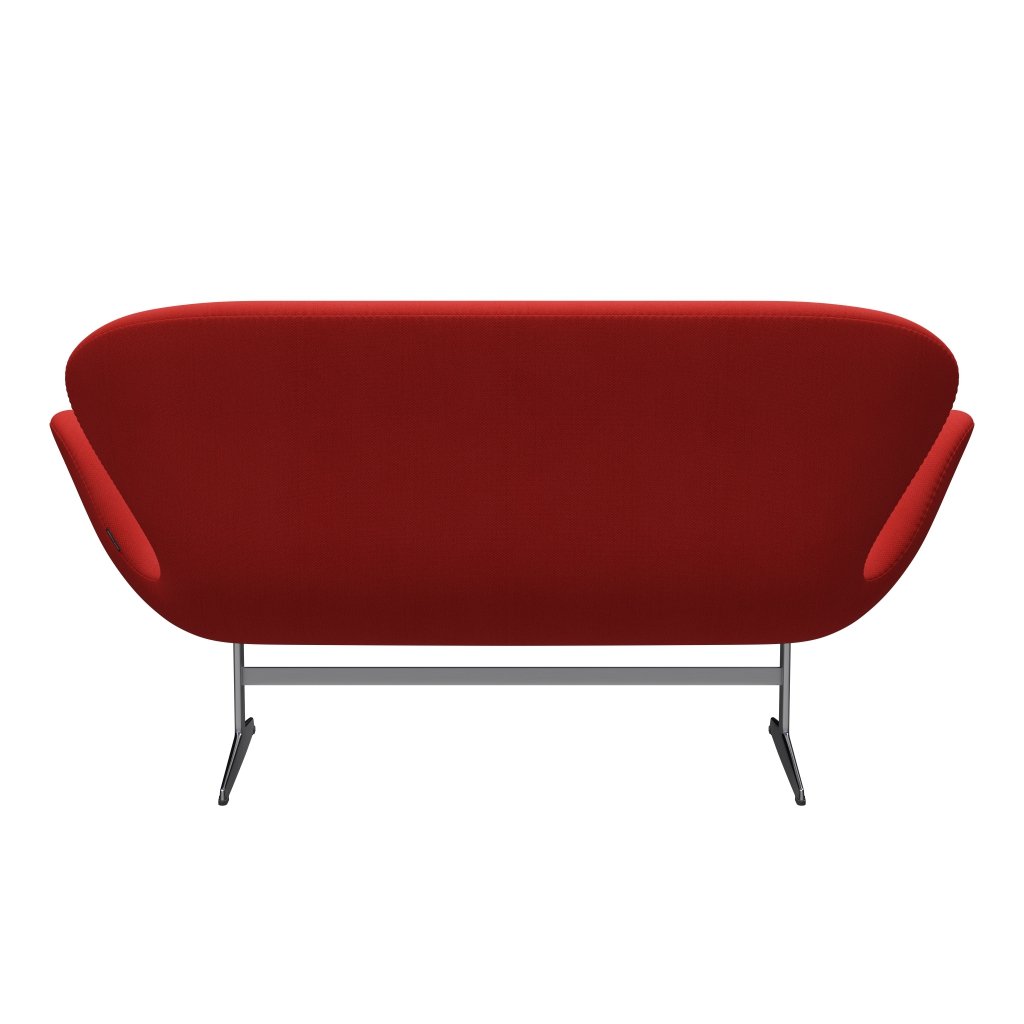 Fritz Hansen Svan soffa 2-sits, satin polerad aluminium/fiord röd/tegelsten