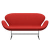 Fritz Hansen Svan soffa 2-sits, satin polerad aluminium/fiord röd/tegelsten