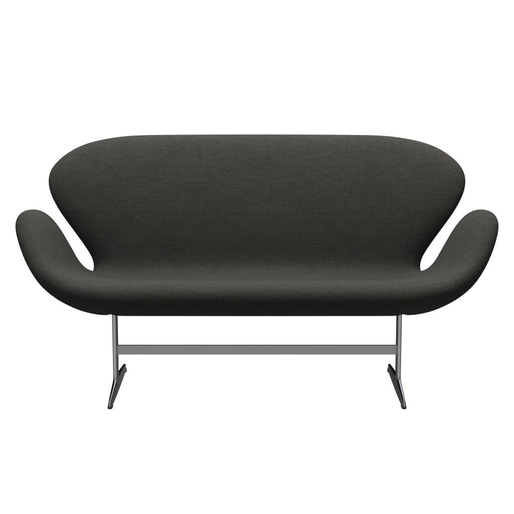 Fritz Hansen Svan soffa 2-sits, satin polerad aluminium/fiord svart/brun