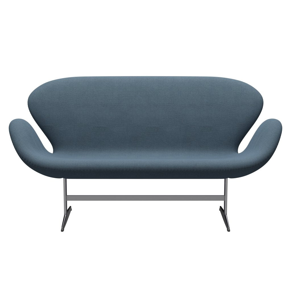 Fritz Hansen Svan soffa 2-sits, satin polerad aluminium/fiord stenblå