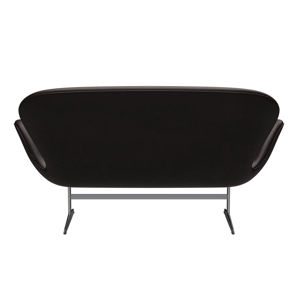 Fritz Hansen Svan soffa 2-sits, satin polerad aluminium/nåd mörkbrun