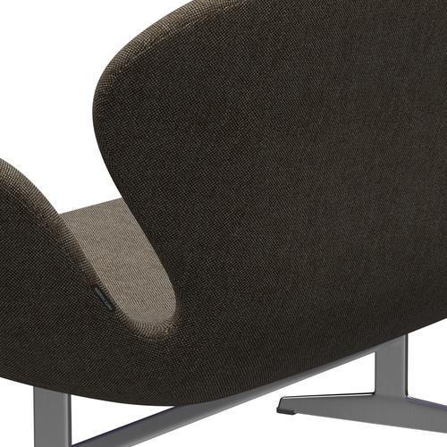 Fritz Hansen Svan soffa 2-sits, satin polerad aluminium/hallingdal brun/grå