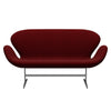 Fritz Hansen Svan soffa 2-sits, satin polerad aluminium/hallingdal mörkröd