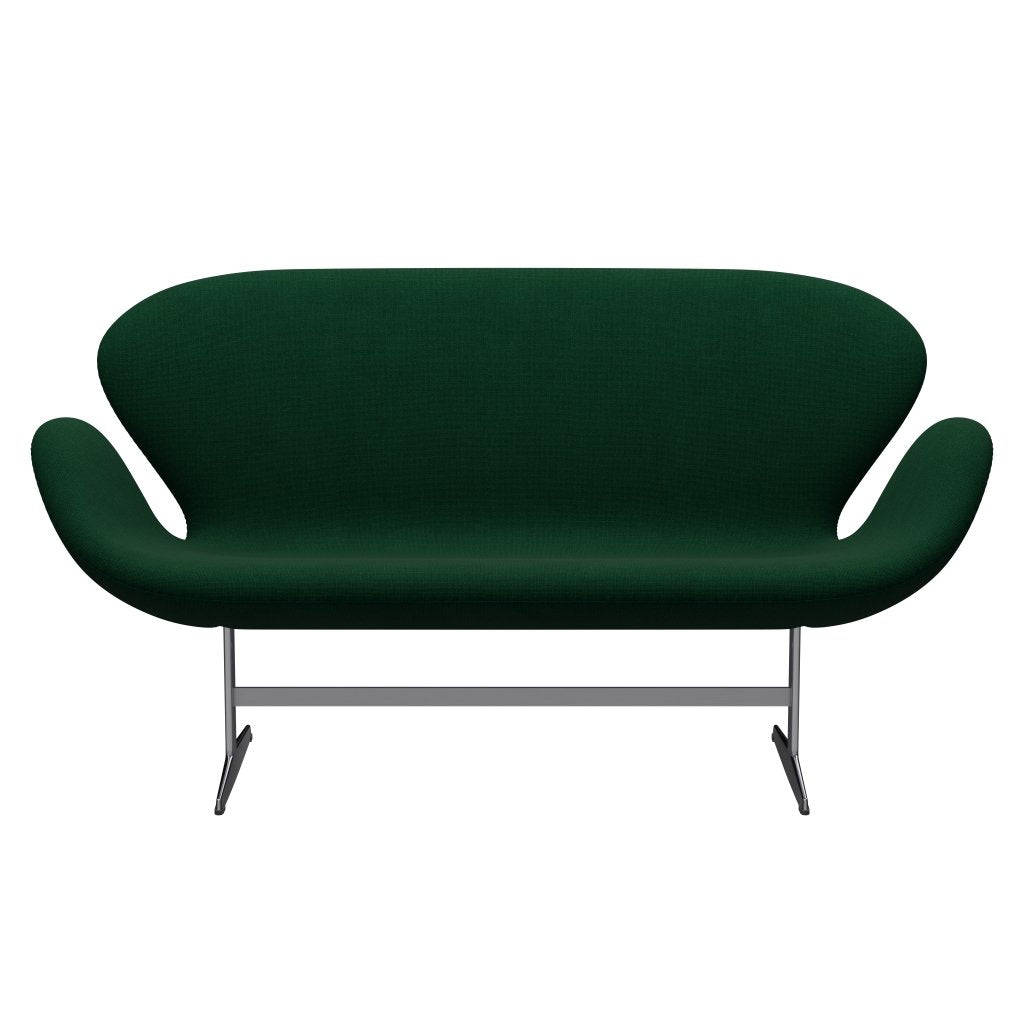 Fritz Hansen Svan soffa 2-sits, satin polerad aluminium/hallingdal glasgrönt