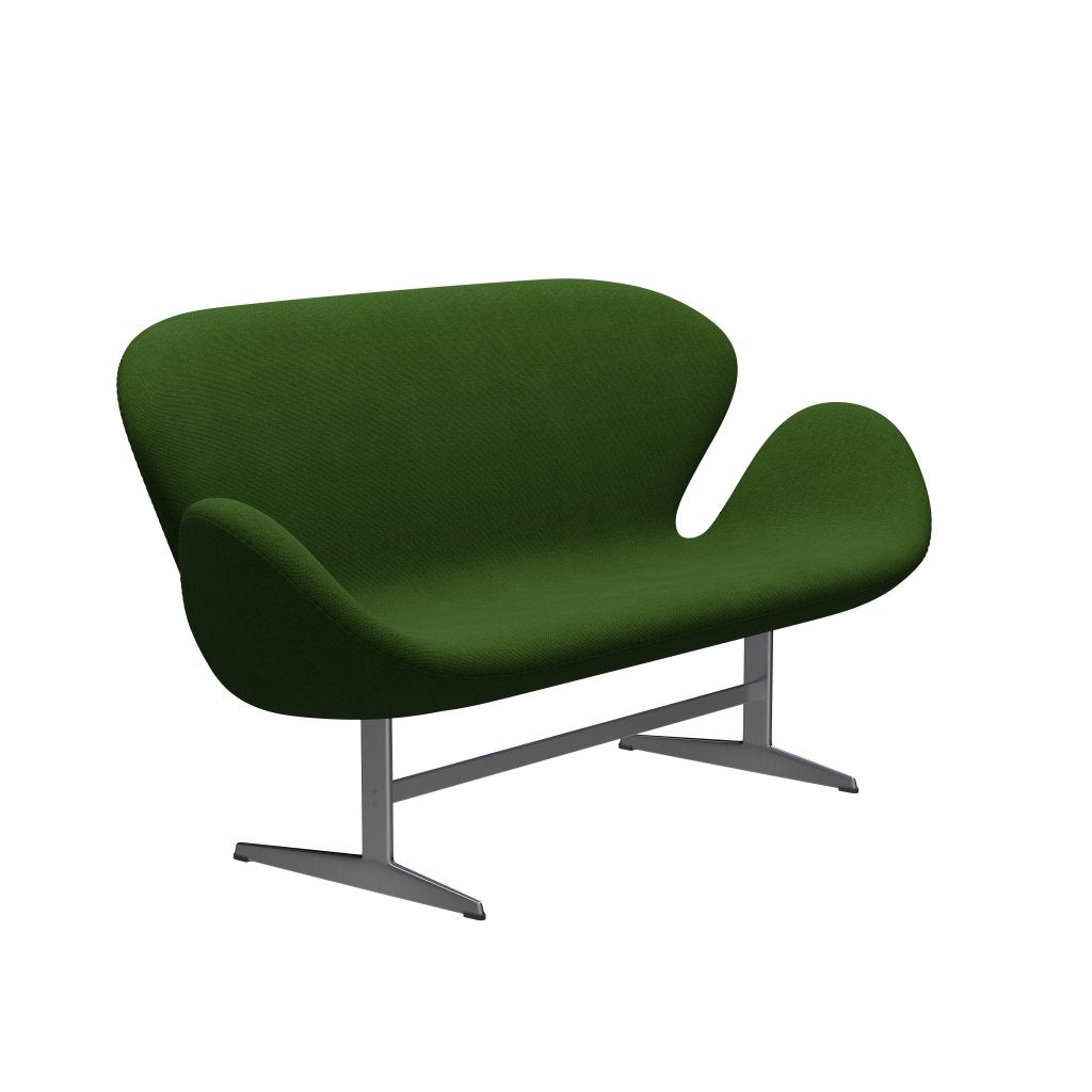 Fritz Hansen Svan soffa 2-sits, satin polerad aluminium/hallingdal gräsgrön