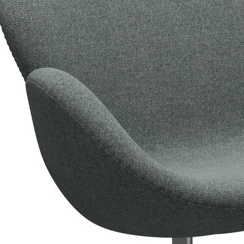 Fritz Hansen Svan soffa 2-sits, satin polerad aluminium/hallingdal grå
