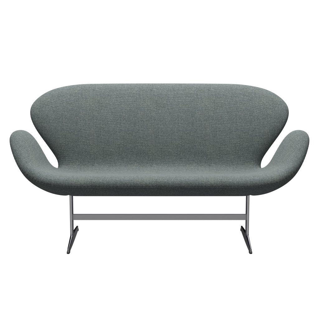 Fritz Hansen Svan soffa 2-sits, satin polerad aluminium/hallingdal grå