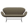 Fritz Hansen Svan soffa 2-sits, satin polerad aluminium/hallingdal grå/brun