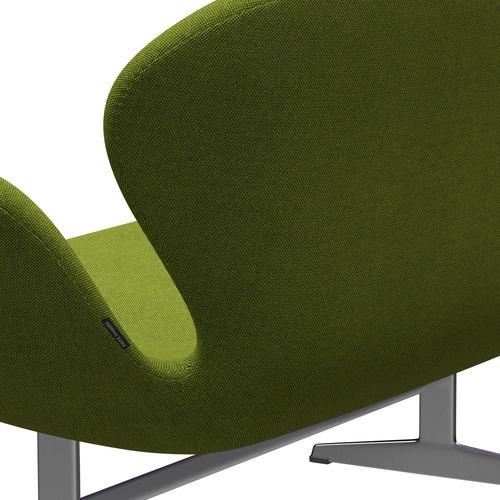 Fritz Hansen Svan soffa 2-sits, satin polerad aluminium/hallingdal grön