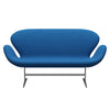 Fritz Hansen Svan soffa 2-sits, satin polerad aluminium/hallingdal ljusblå
