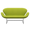Fritz Hansen Svan soffa 2-sits, satinpolerad aluminium/hallingdal lime