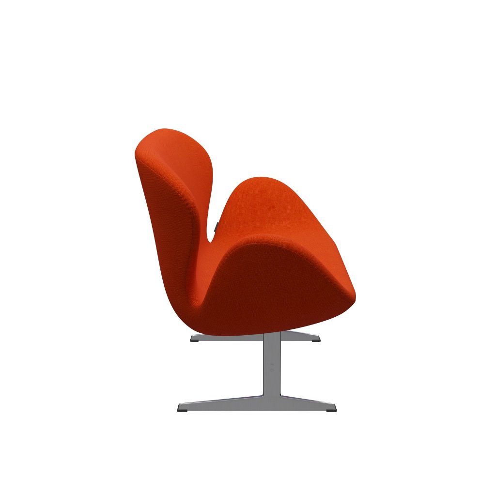 Fritz Hansen Svan soffa 2-sits, satin polerad aluminium/hallingdal röd/orange