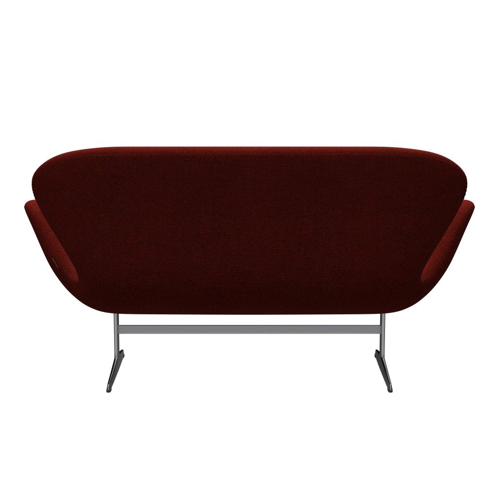 Fritz Hansen Svan soffa 2-sits, satin polerad aluminium/hallingdal röd/svart