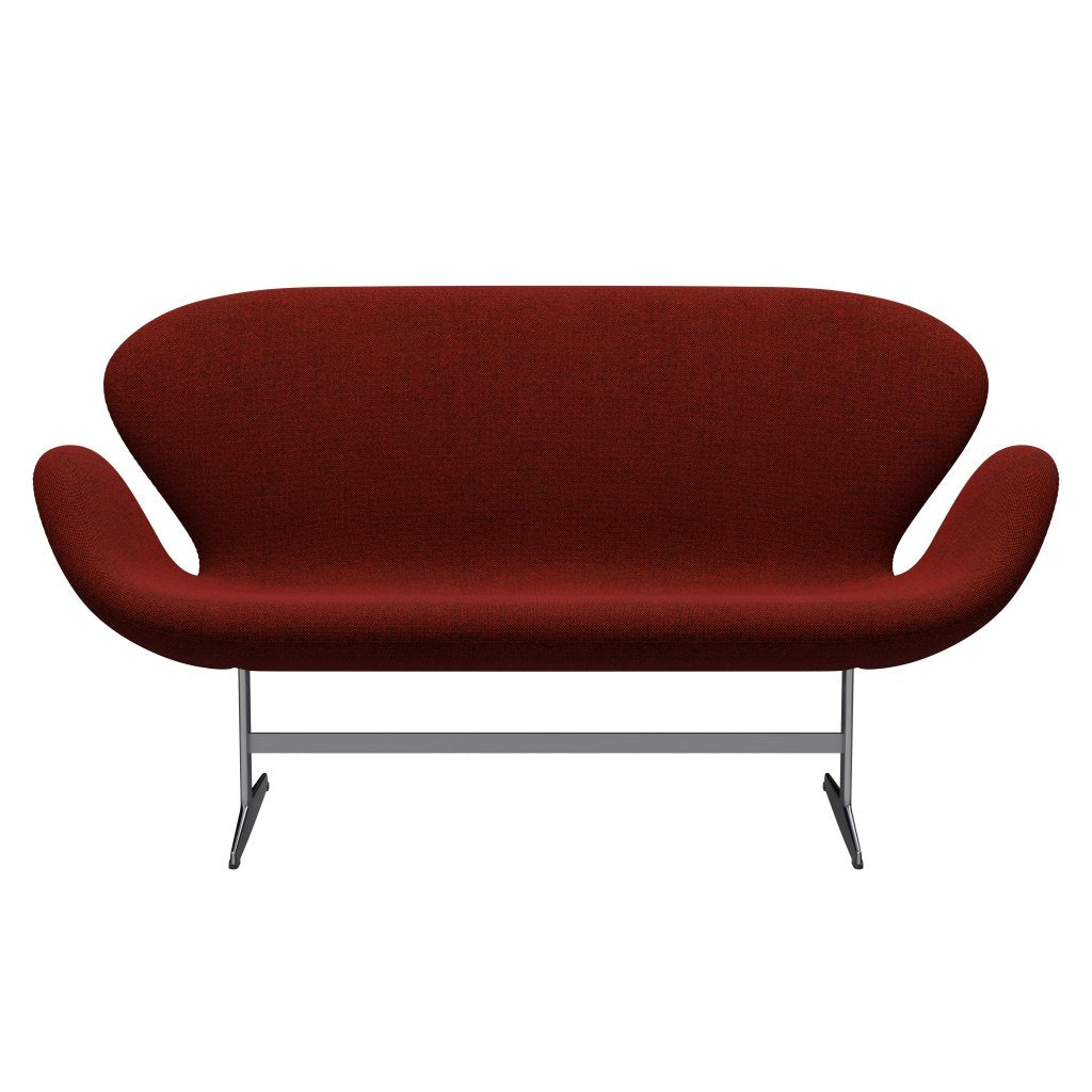 Fritz Hansen Svan soffa 2-sits, satin polerad aluminium/hallingdal röd/svart