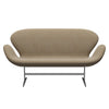 Fritz Hansen Svan soffa 2-sits, satin polerad aluminium/hallingdal mörk sand